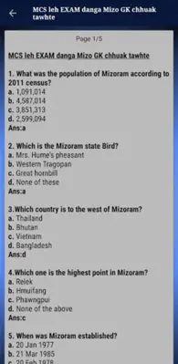 Mizoram GK MCQ android App screenshot 4